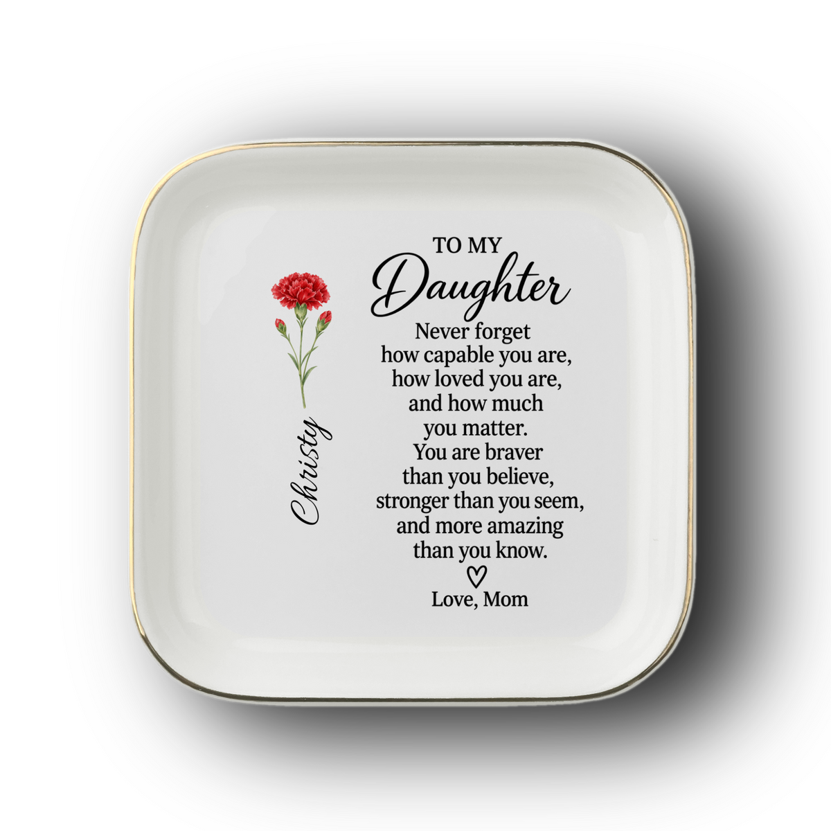 Personalized Daughter Jewelry Dish from Mom | Floral Keepsake