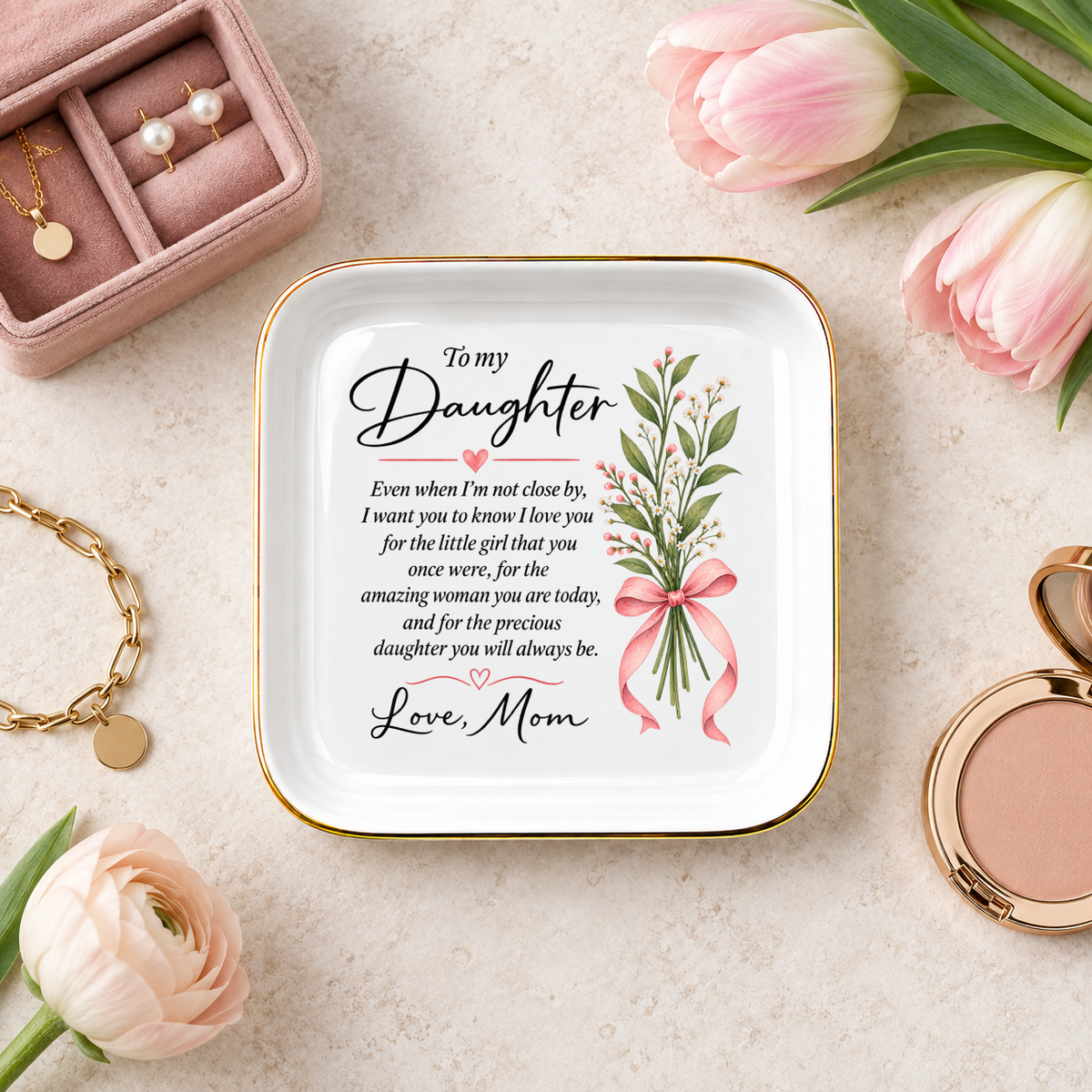 Floral Daughter Jewelry Dish from Mom | Mother-Daughter Keepsake