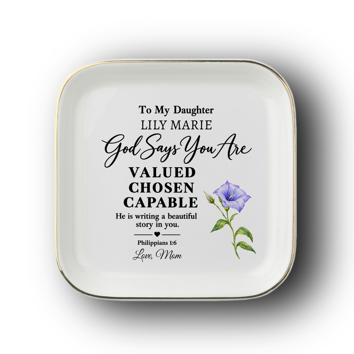Faith Inspired Ceramic Trinket Tray - Christian Gift from Mom - Religious Keepsake Ring Holder