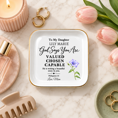 Faith Inspired Ceramic Trinket Tray - Christian Gift from Mom - Religious Keepsake Ring Holder
