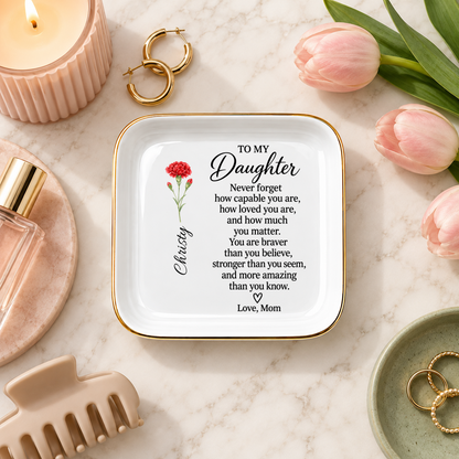 Personalized Daughter Jewelry Dish from Mom | Floral Keepsake