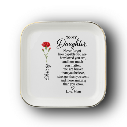 Personalized Daughter Jewelry Dish from Mom | Floral Keepsake