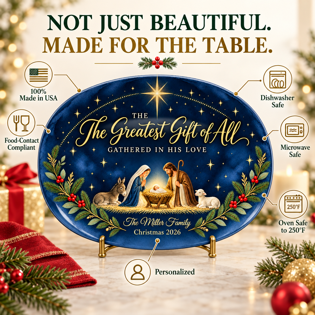 Gathered in His Love Personalized Nativity Platter