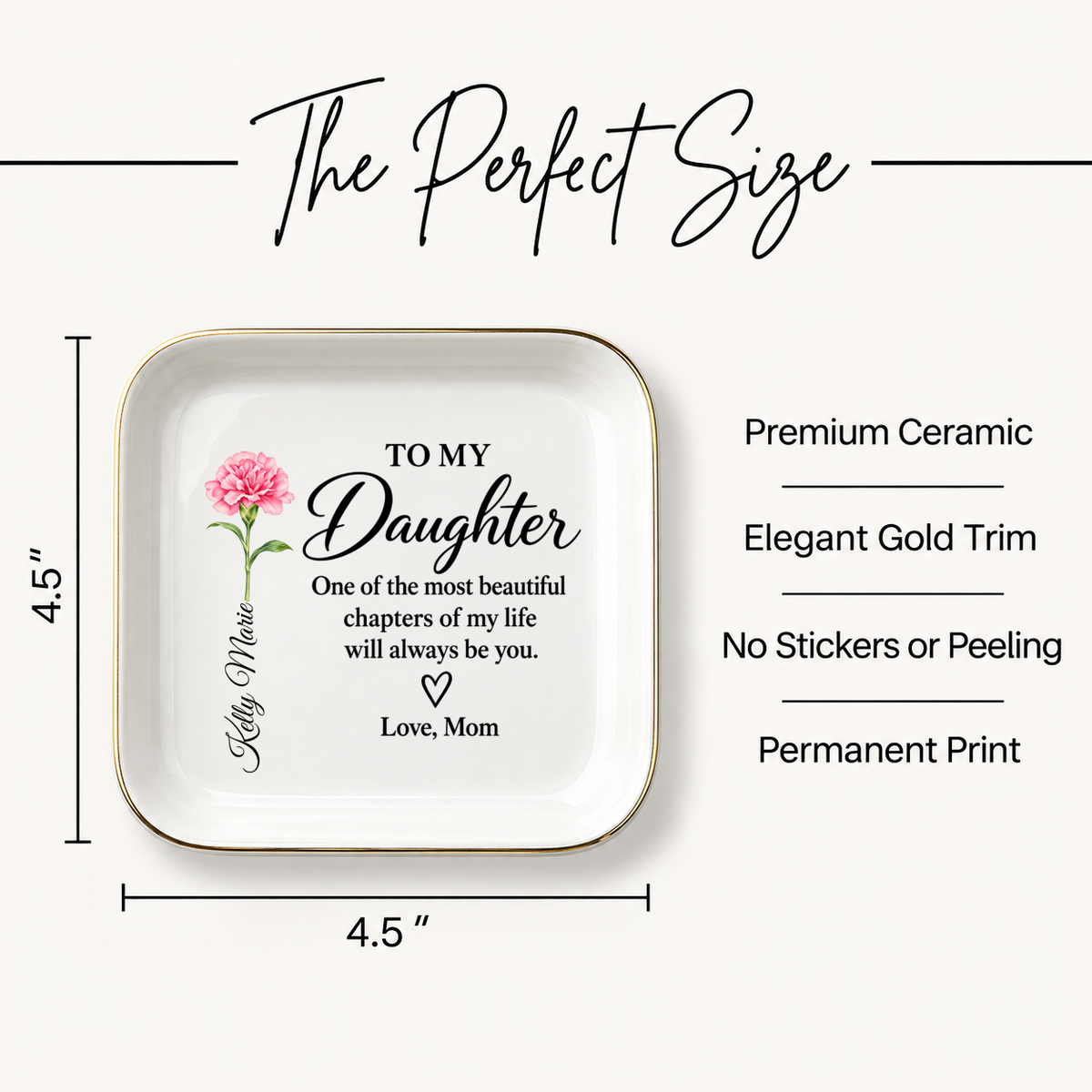 Mother-Daughter Keepsake Jewelry Dish, Choose Her Flower and Name