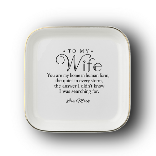 To My Wife Jewelry Dish | Personalized Name Ring Dish Gift for Her | Custom Sentimental Poem Plate | Anniversary Birthday Gift for Wife