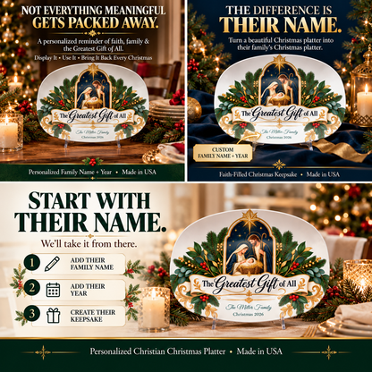 Evergreen Arch Holy Family Personalized Platter
