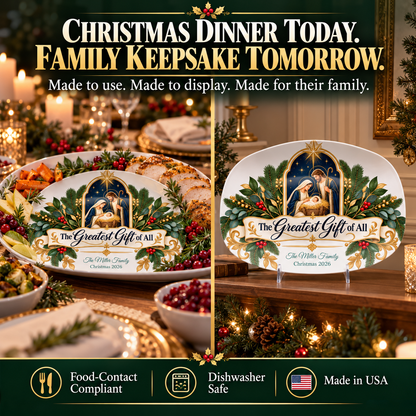 Evergreen Arch Holy Family Personalized Platter
