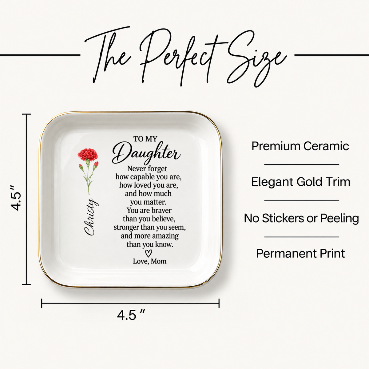 Personalized Daughter Jewelry Dish from Mom | Floral Keepsake