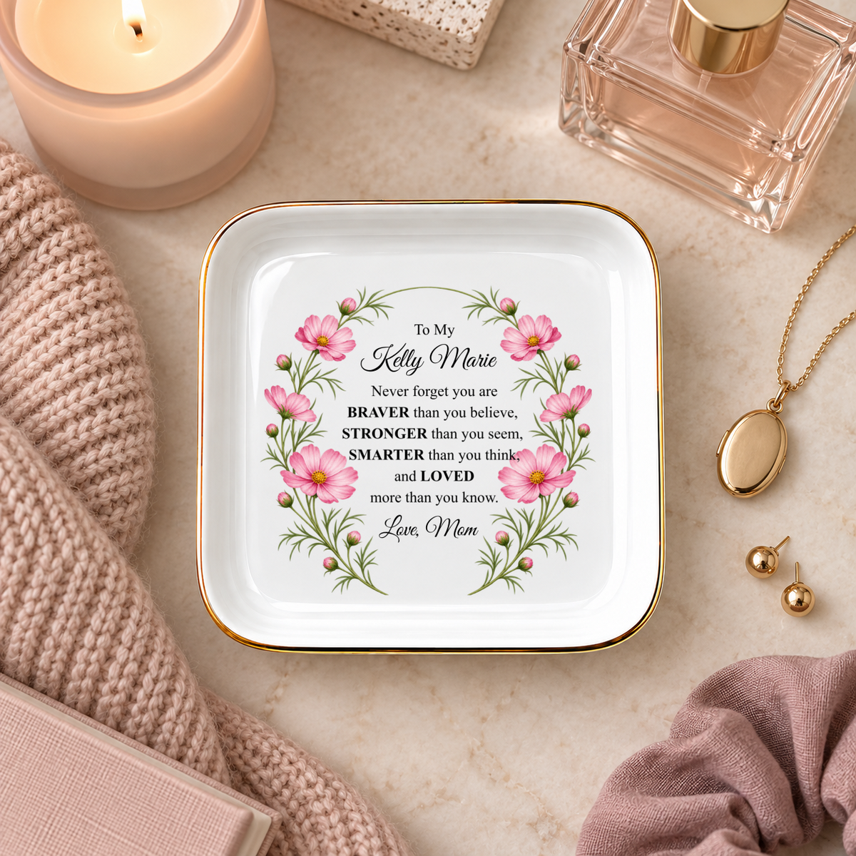 Personalized Daughter Jewelry Dish | Braver, Stronger, Smarter, Loved