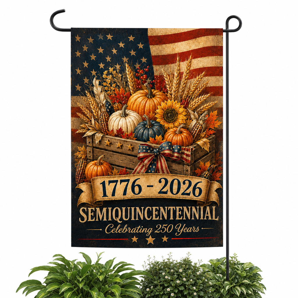 250 Years of Freedom Semiquincentennial Garden Flag on garden stake