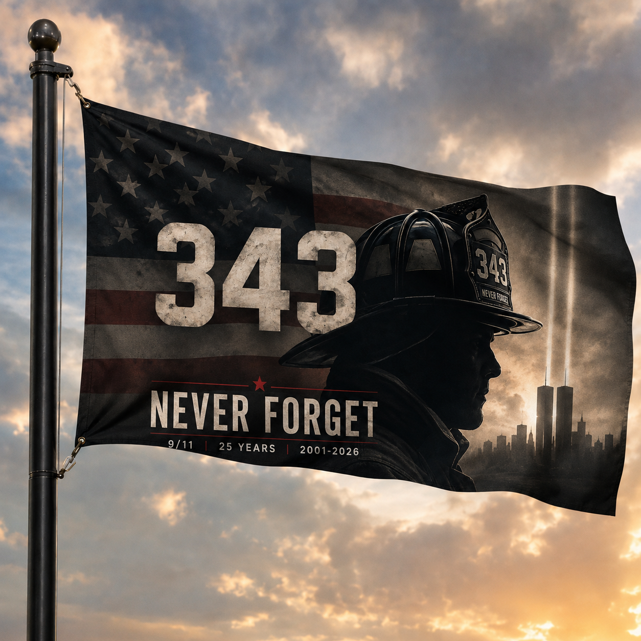 Never Forget 343 9/11 Flag
