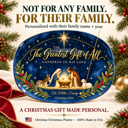 Gathered in His Love Personalized Nativity Platter