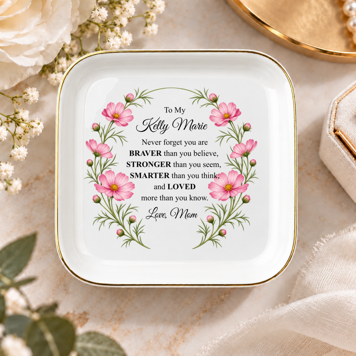 Personalized Daughter Jewelry Dish | Braver, Stronger, Smarter, Loved