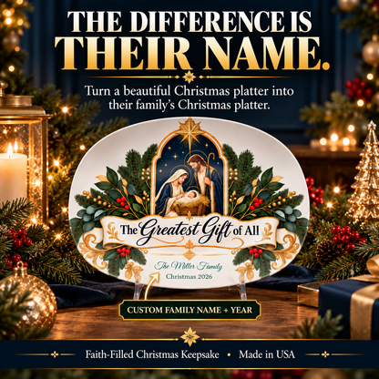 Evergreen Arch Holy Family Personalized Platter