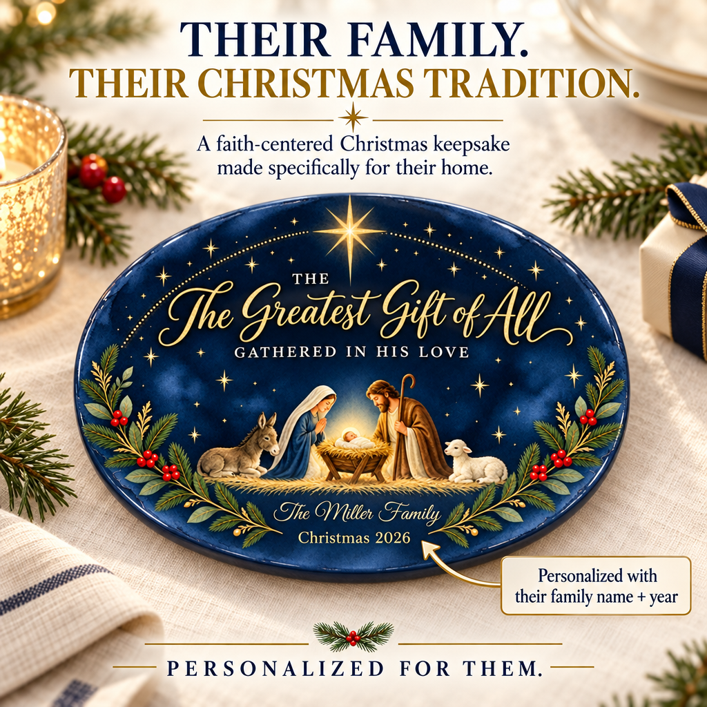 Gathered in His Love Personalized Nativity Platter