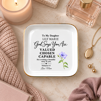 Faith Inspired Ceramic Trinket Tray - Christian Gift from Mom - Religious Keepsake Ring Holder
