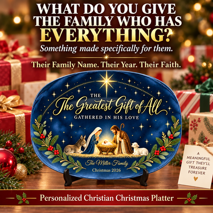 Gathered in His Love Personalized Nativity Platter