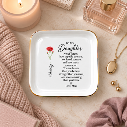 Personalized Daughter Jewelry Dish from Mom | Floral Keepsake