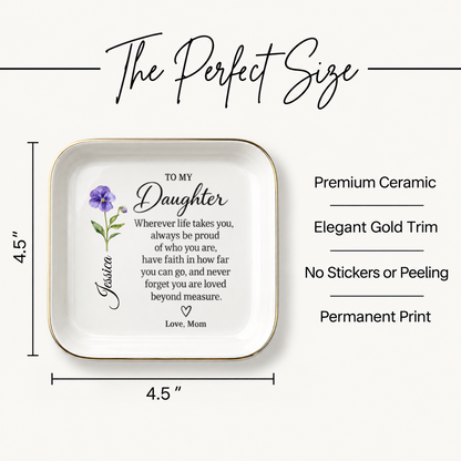 Personalized Daughter Jewelry Dish | Birth Flower Keepsake