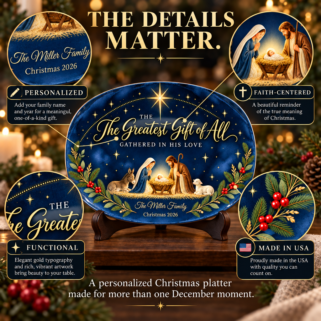 Gathered in His Love Personalized Nativity Platter