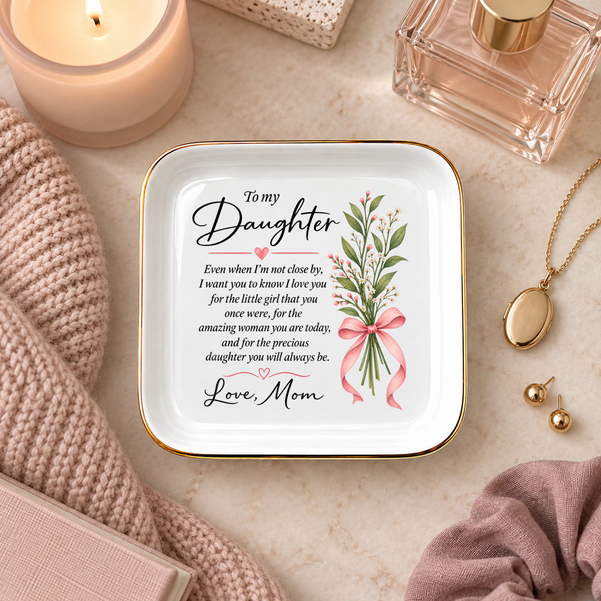 Floral Daughter Jewelry Dish from Mom | Mother-Daughter Keepsake