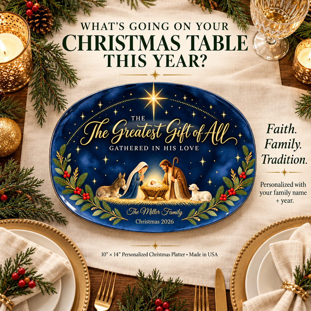 Gathered in His Love Personalized Nativity Platter