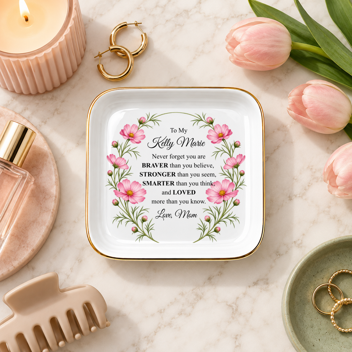 Personalized Daughter Jewelry Dish | Braver, Stronger, Smarter, Loved